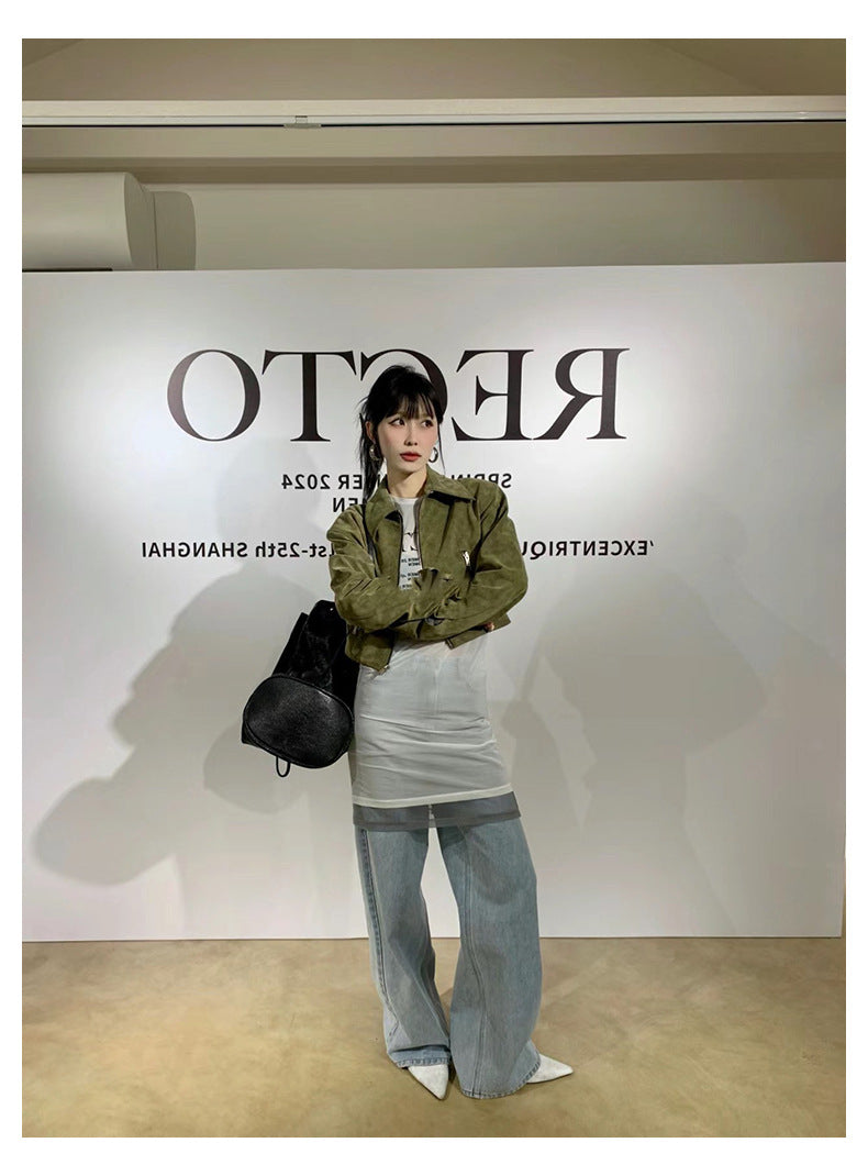 Retro Commuter Lazy Short Suede Fabric Jacket Coat For Women