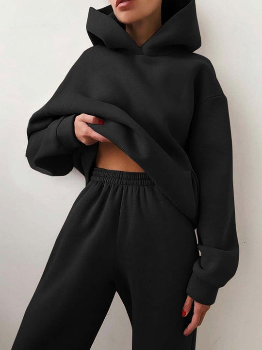Women's Casual Hooded Sweater Two-piece Suit Clothes Hoodie