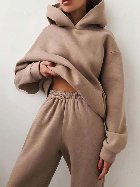Women's Casual Hooded Sweater Two-piece Suit Clothes Hoodie