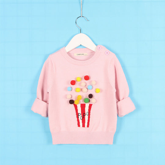 Cardigan Girls Winter Kids Sweater Balls Design Baby Knitted
