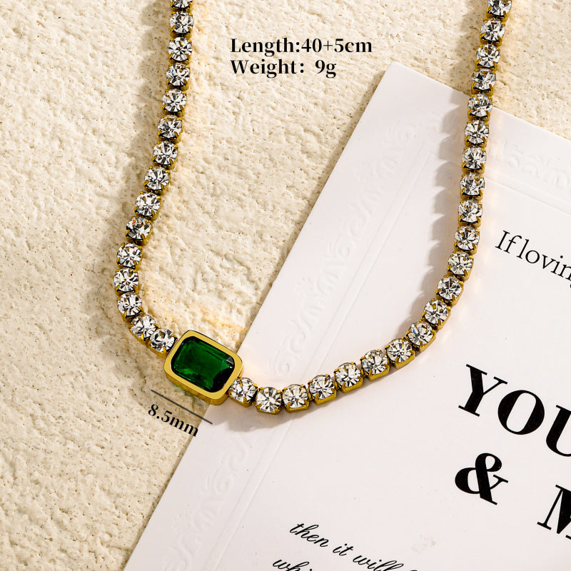 Tennis Zircon Light Luxury Emerald Necklace