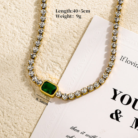Tennis Zircon Light Luxury Emerald Necklace