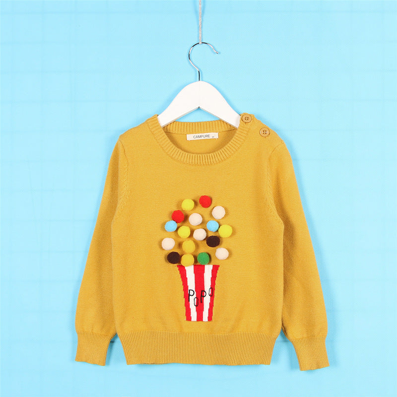 Cardigan Girls Winter Kids Sweater Balls Design Baby Knitted