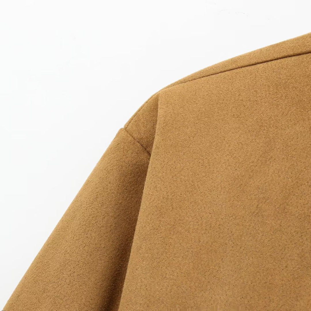 Versatile Stand Collar Long Sleeve Short Zip Suede Jacket