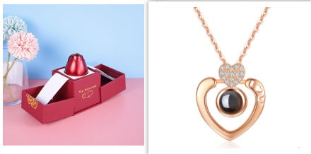 Hot Valentine's Day Gifts Metal Rose Jewelry Gift Box Necklace