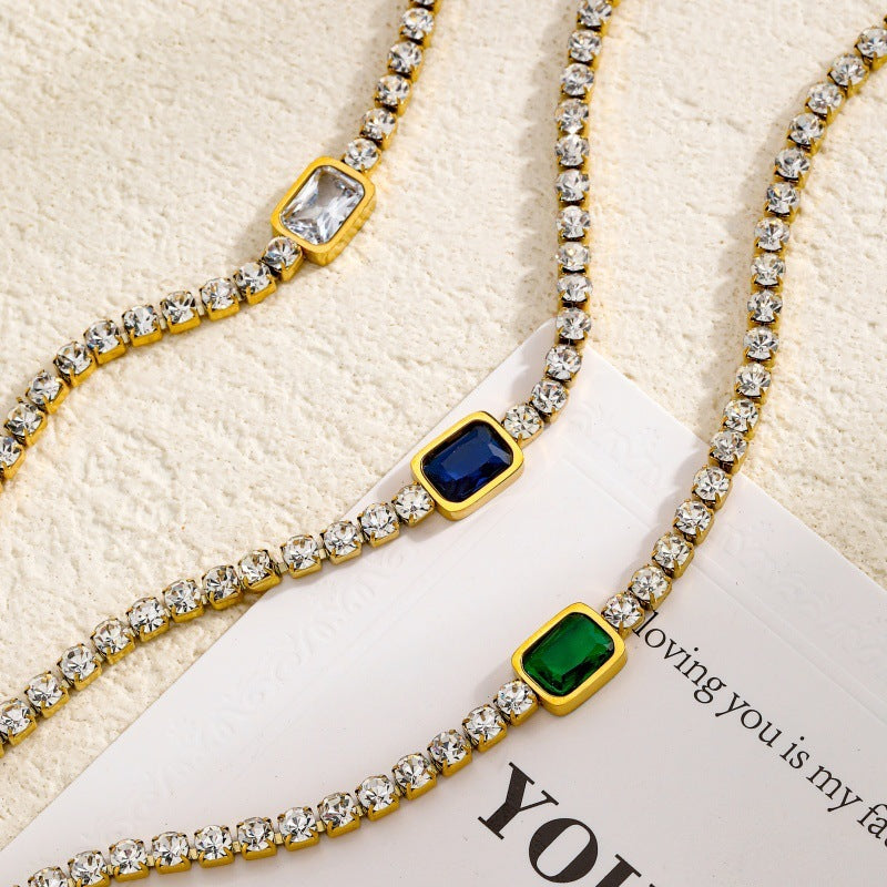 Tennis Zircon Light Luxury Emerald Necklace