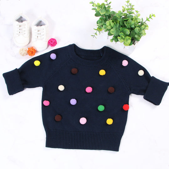 Cardigan Girls Winter Kids Sweater Balls Design Baby Knitted