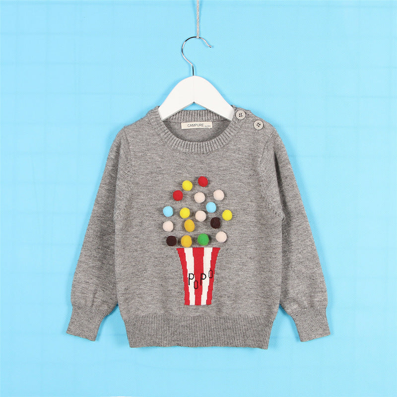 Cardigan Girls Winter Kids Sweater Balls Design Baby Knitted