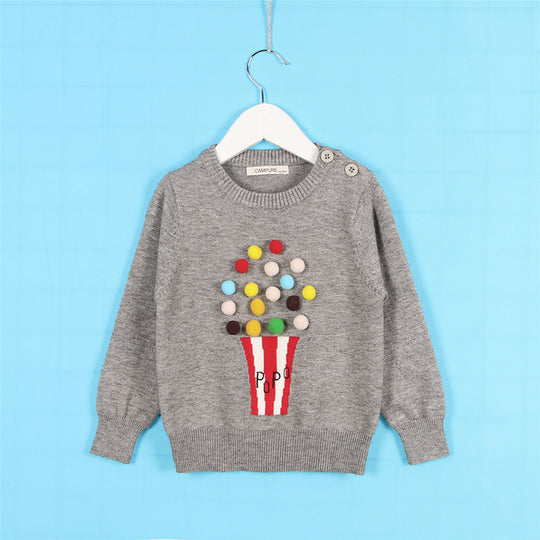 Cardigan Girls Winter Kids Sweater Balls Design Baby Knitted