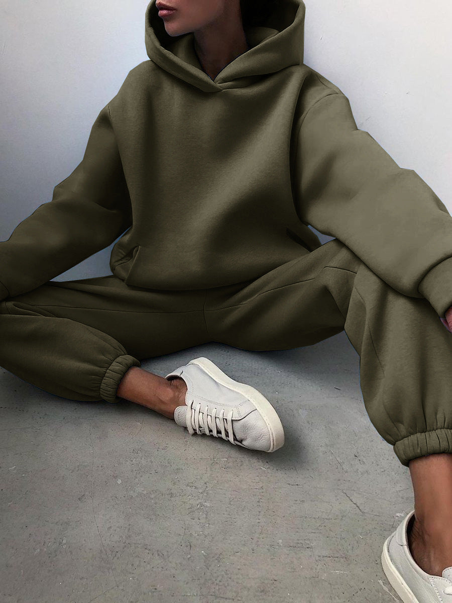 Women's Casual Hooded Sweater Two-piece Suit Clothes Hoodie