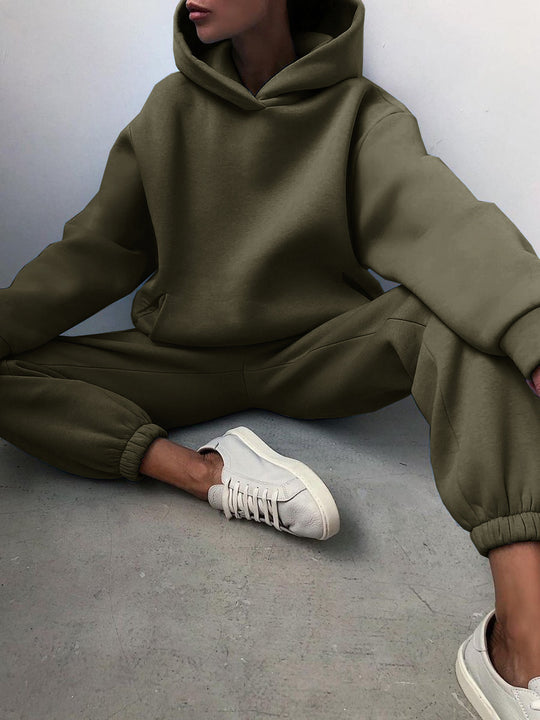 Women's Casual Hooded Sweater Two-piece Suit Clothes Hoodie