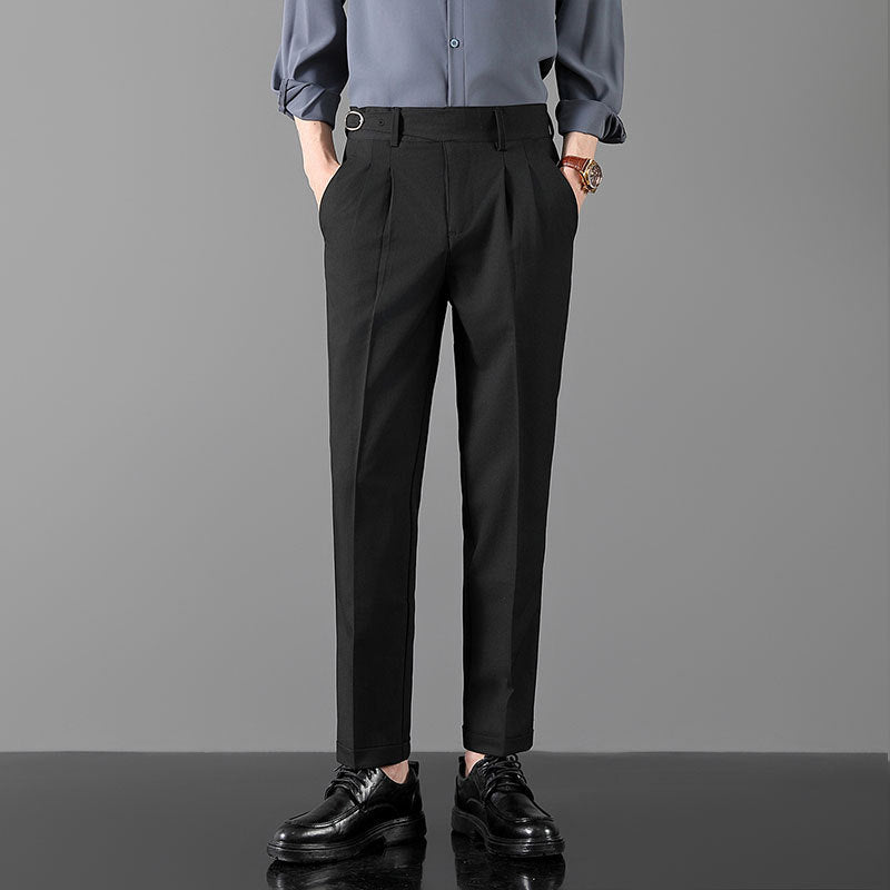 Mens Slim-Fit Straight-Leg Trousers