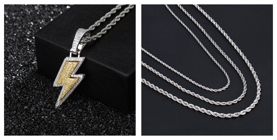 Hot Selling Lightning Hip Hop Pendant Micro-inlaid Zircon
