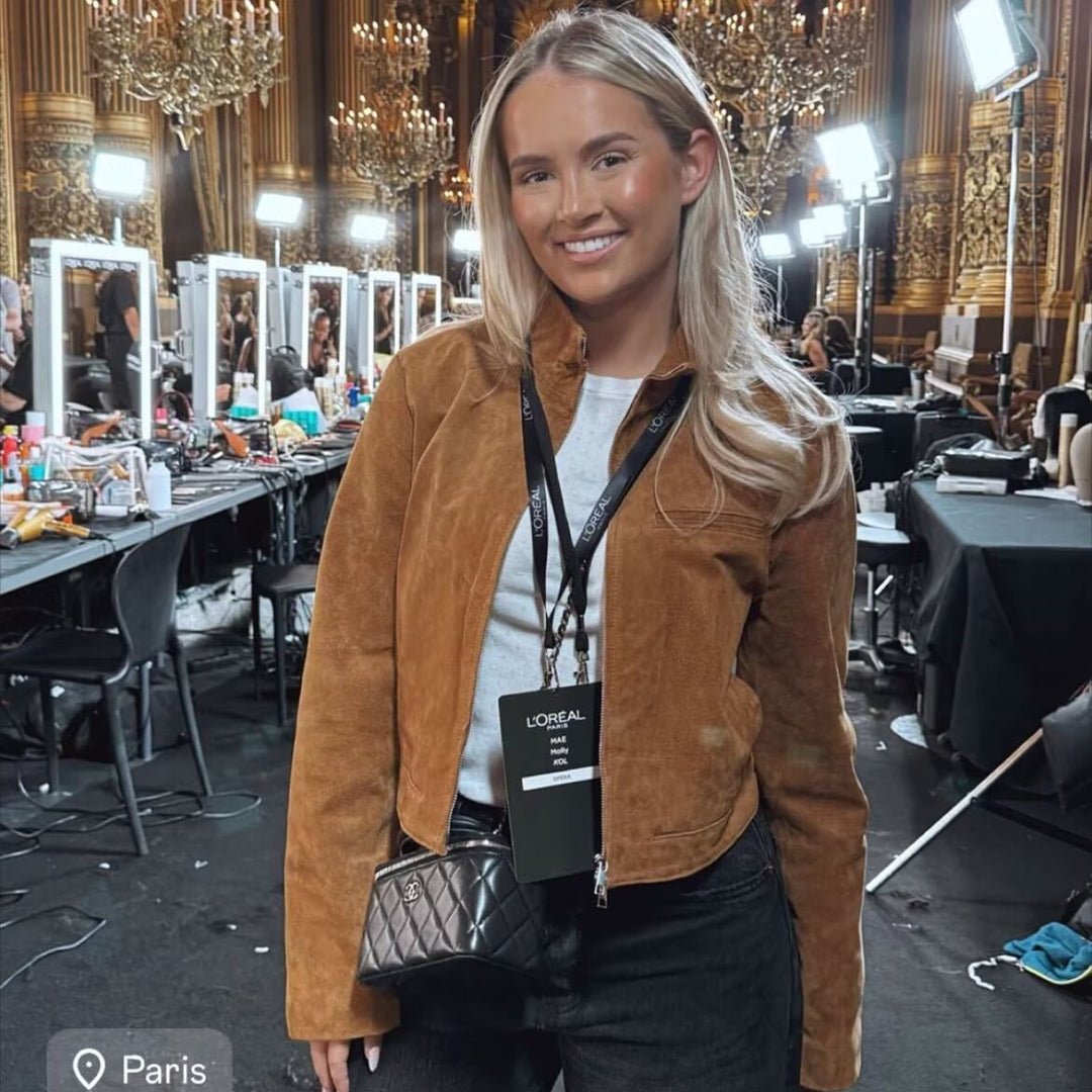 Versatile Stand Collar Long Sleeve Short Zip Suede Jacket