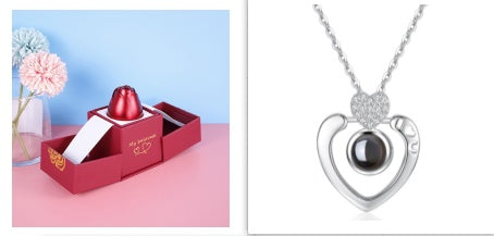 Hot Valentine's Day Gifts Metal Rose Jewelry Gift Box Necklace