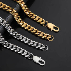Japanese Buckle Cuban Link Chain 18K Gold Men's Bracelet