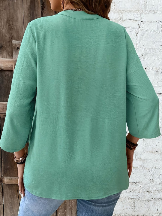 Women's Plus Size Lace Applique Vacation Shirt