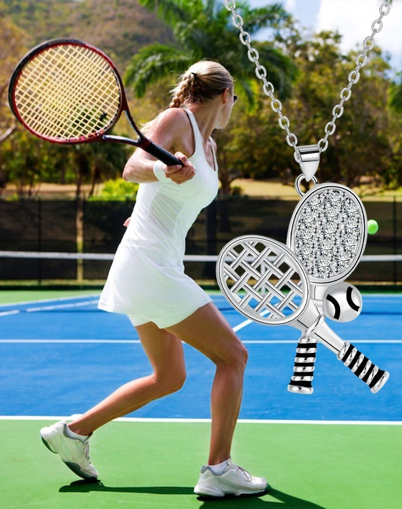 Elegant Tennis Racket Pendant Necklace for Women