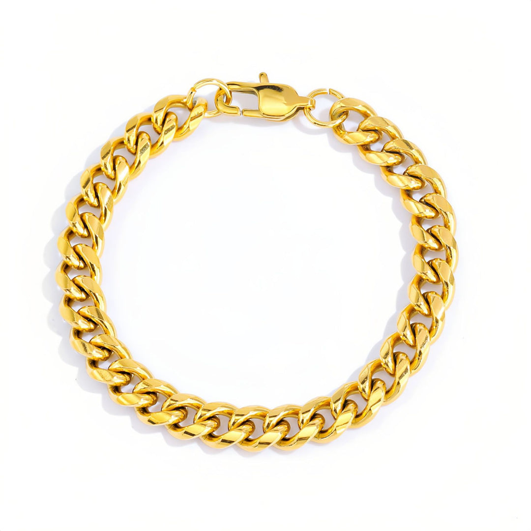 Japanese Buckle Cuban Link Chain 18K Gold Men's Bracelet