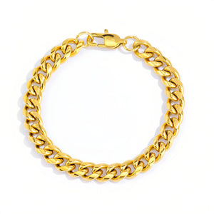 Japanese Buckle Cuban Link Chain 18K Gold Men's Bracelet