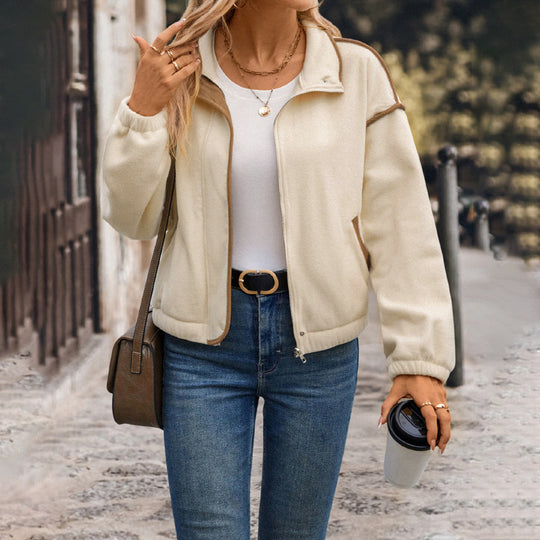 Contrast-Trim Cardigan Jacket For Women