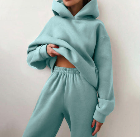 Women's Casual Hooded Sweater Two-piece Suit Clothes Hoodie