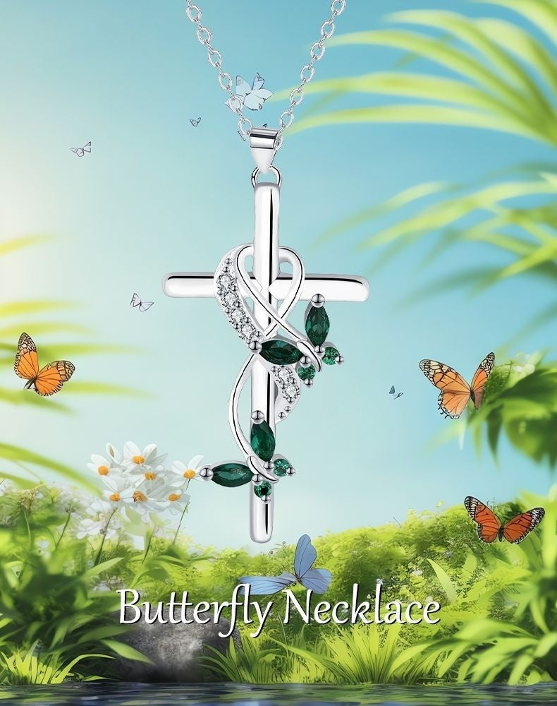 Infinite Cross Butterfly Necklace