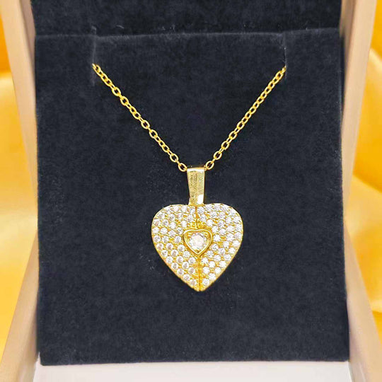 Full Crystal Hinged Heart Necklace