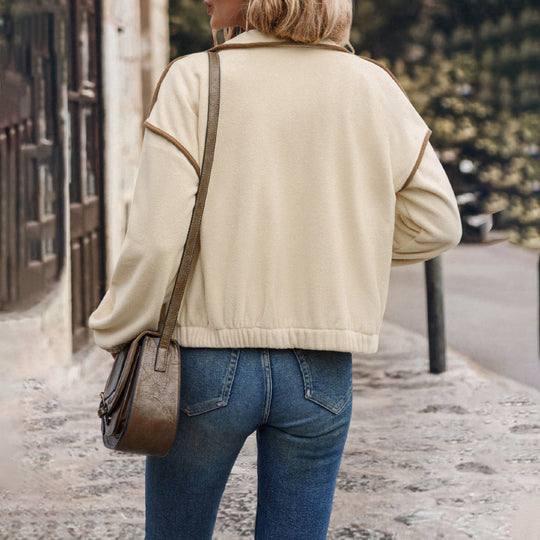 Contrast-Trim Cardigan Jacket For Women