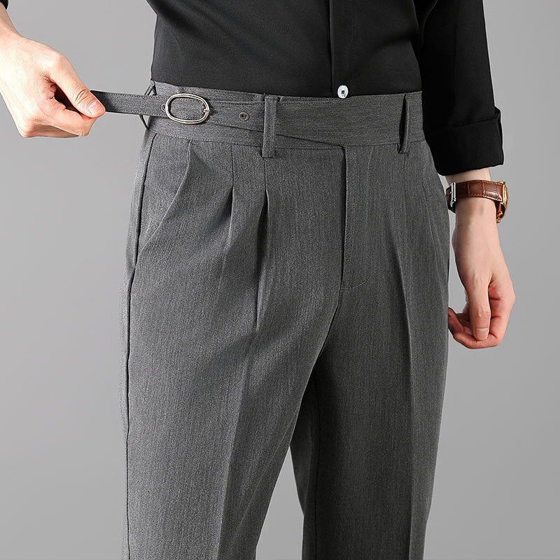 Mens Slim-Fit Straight-Leg Trousers