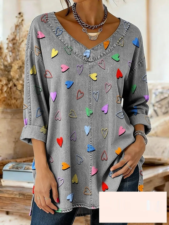 Botanical Print Relaxed Long-Sleeve Top