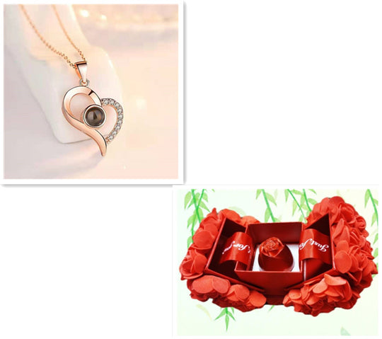 Hot Valentine's Day Gifts Metal Rose Jewelry Gift Box Necklace