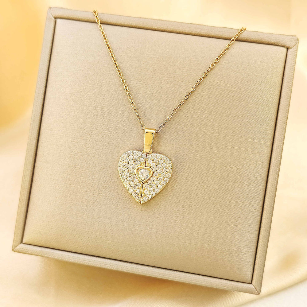 Full Crystal Hinged Heart Necklace
