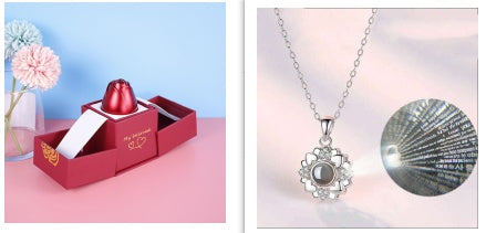 Hot Valentine's Day Gifts Metal Rose Jewelry Gift Box Necklace