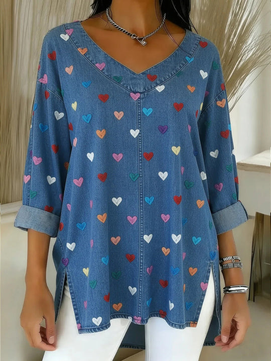 Botanical Print Relaxed Long-Sleeve Top