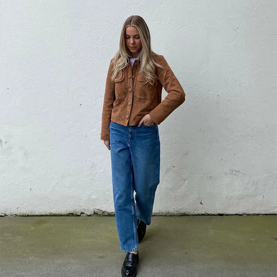 Lapel Single Breasted Vintage Long Sleeve Suede Jacket