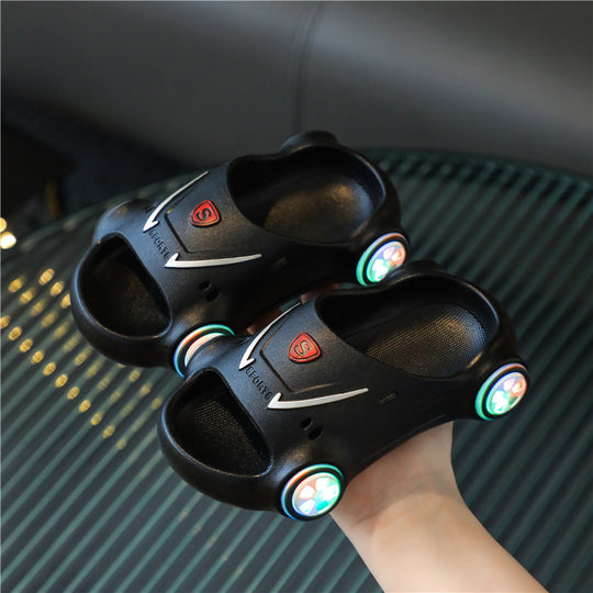Kids Glowing Slippers Cartoon Car Sandals