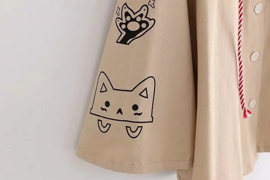 Vivid Dreams Printed Drawstring Hooded Coat for Women