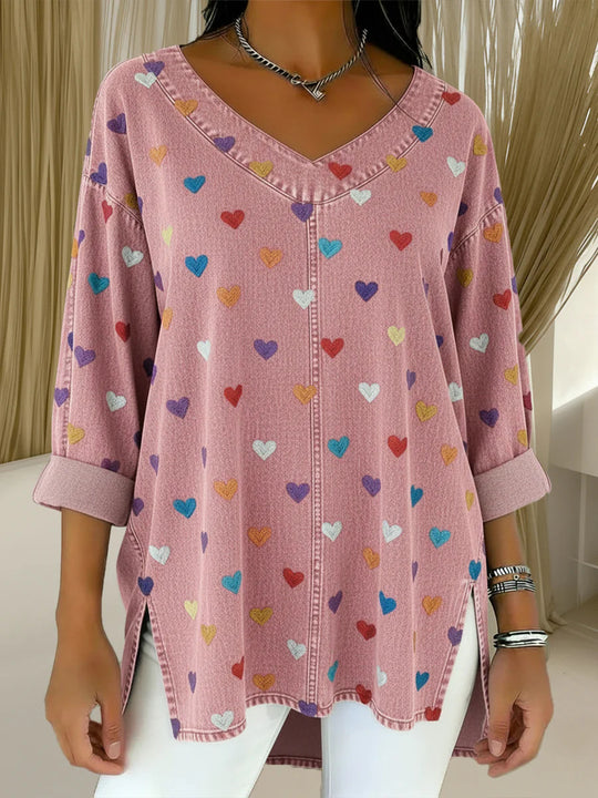 Botanical Print Relaxed Long-Sleeve Top