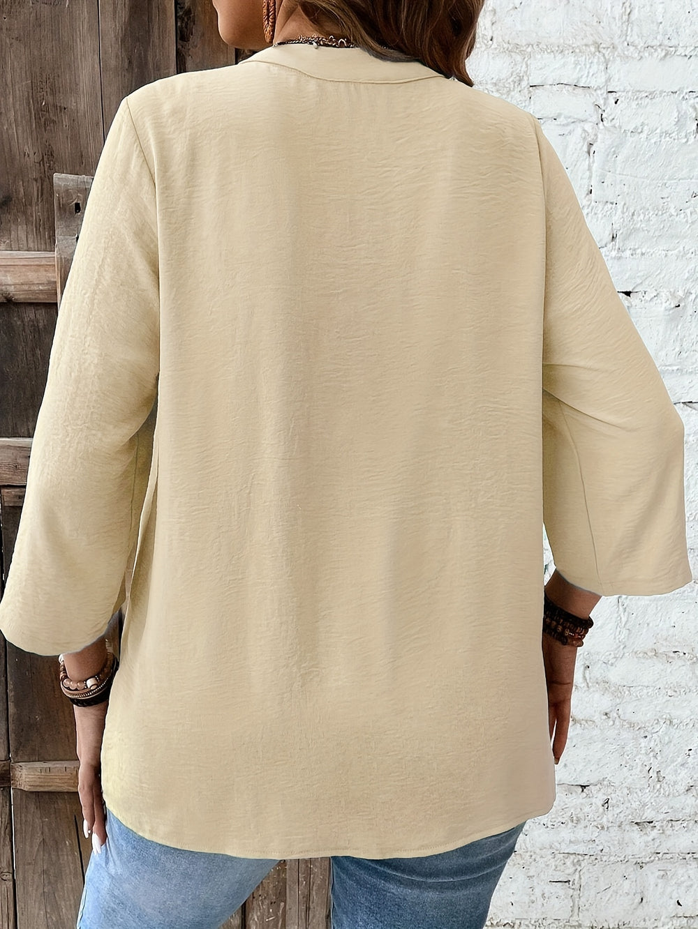 Women's Plus Size Lace Applique Vacation Shirt