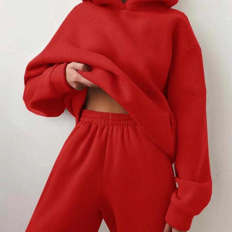 Women's Casual Hooded Sweater Two-piece Suit Clothes Hoodie