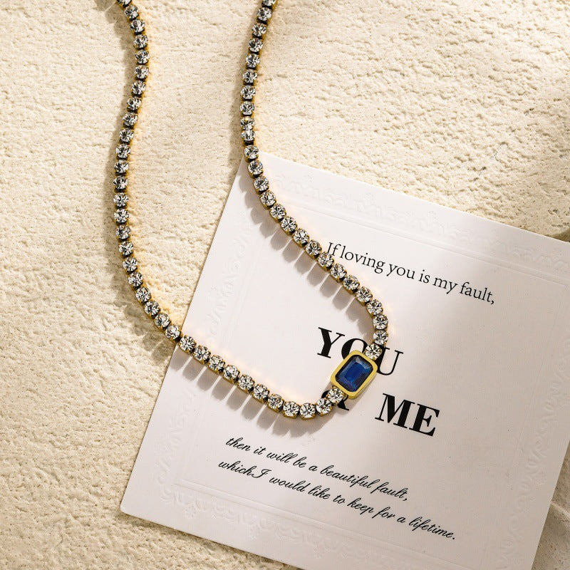 Tennis Zircon Light Luxury Emerald Necklace