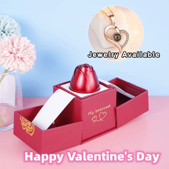 Hot Valentine's Day Gifts Metal Rose Jewelry Gift Box Necklace