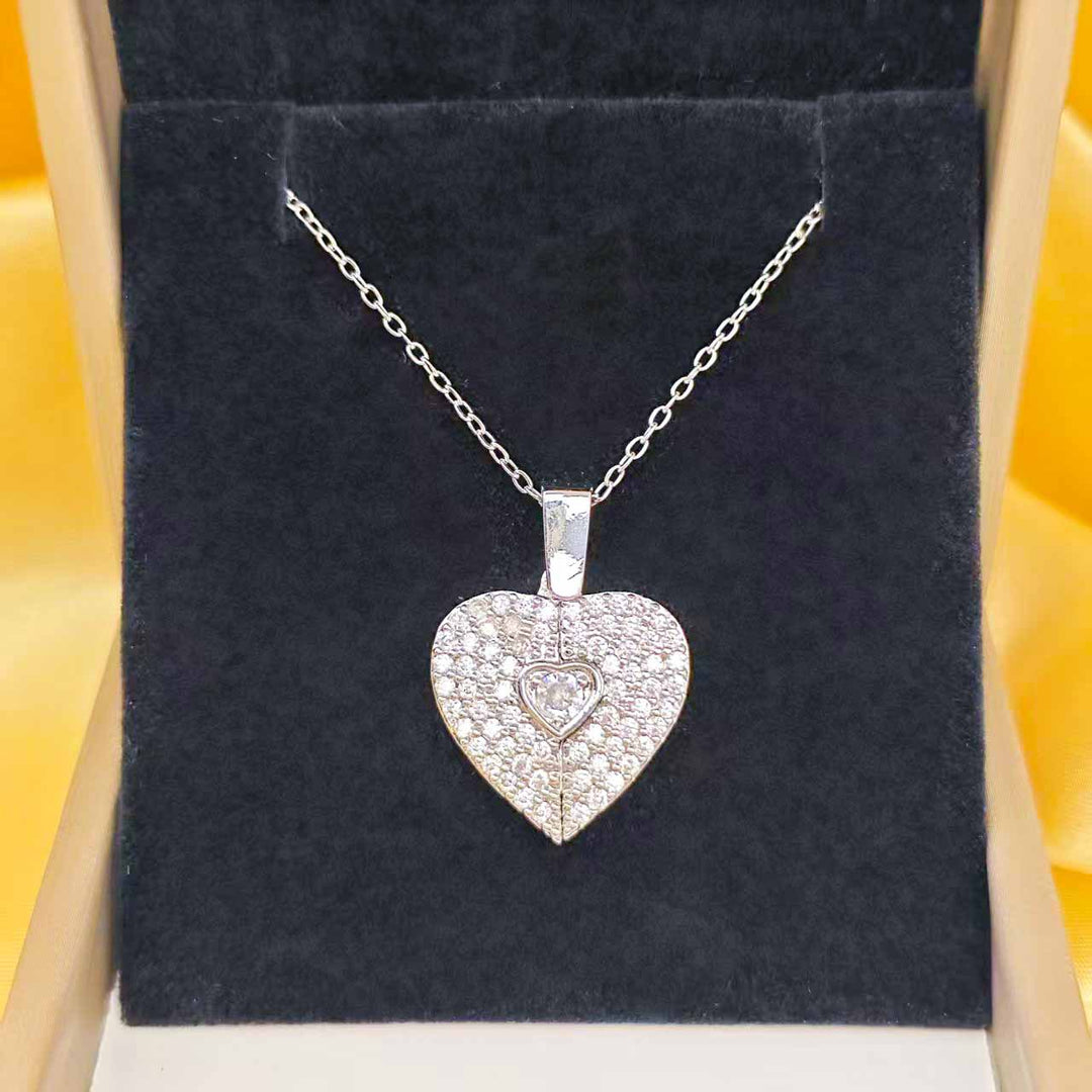 Full Crystal Hinged Heart Necklace
