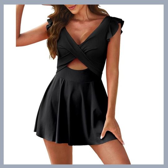 Women's Flounced One-Piece Swimsuit – Casual Ruffle Swimwear for Beach & Pool