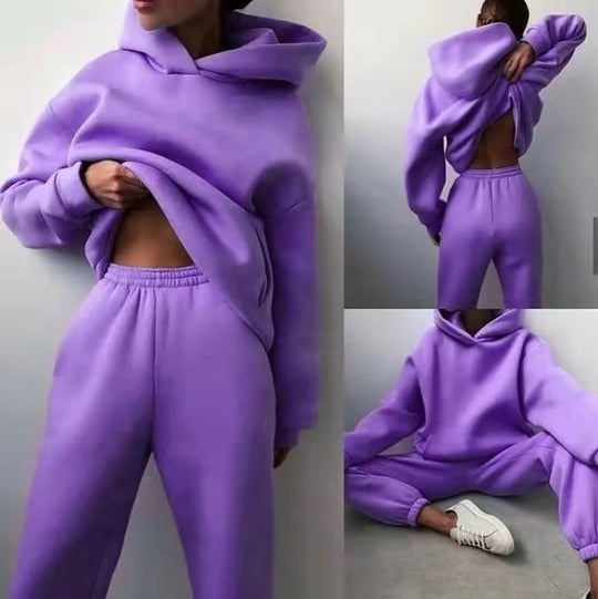 Women's Casual Hooded Sweater Two-piece Suit Clothes Hoodie