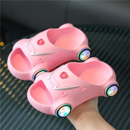 Kids Glowing Slippers Cartoon Car Sandals