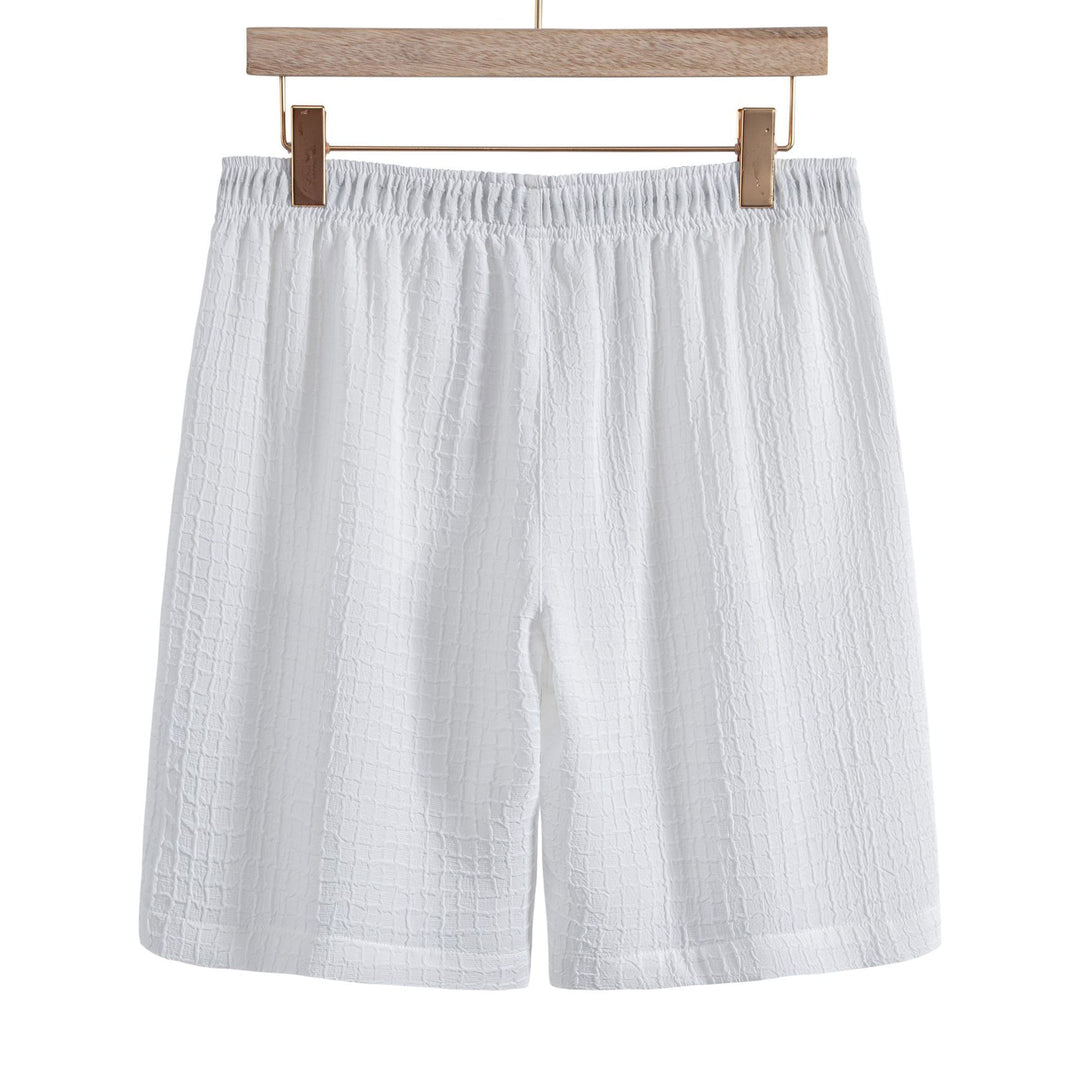 Men's Casual Fashion Jacquard Short Sleeve Shirt Shorts Suit
