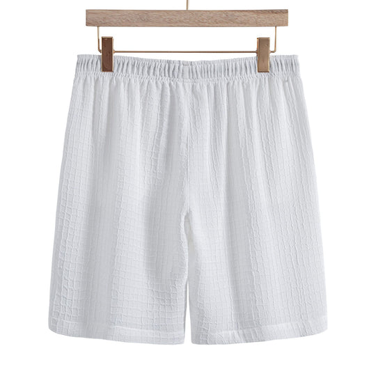 Men's Casual Fashion Jacquard Short Sleeve Shirt Shorts Suit