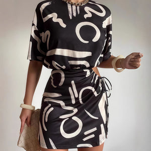 Fashion Tie-dyed Pleated Slim-fit Sheath Dress Women